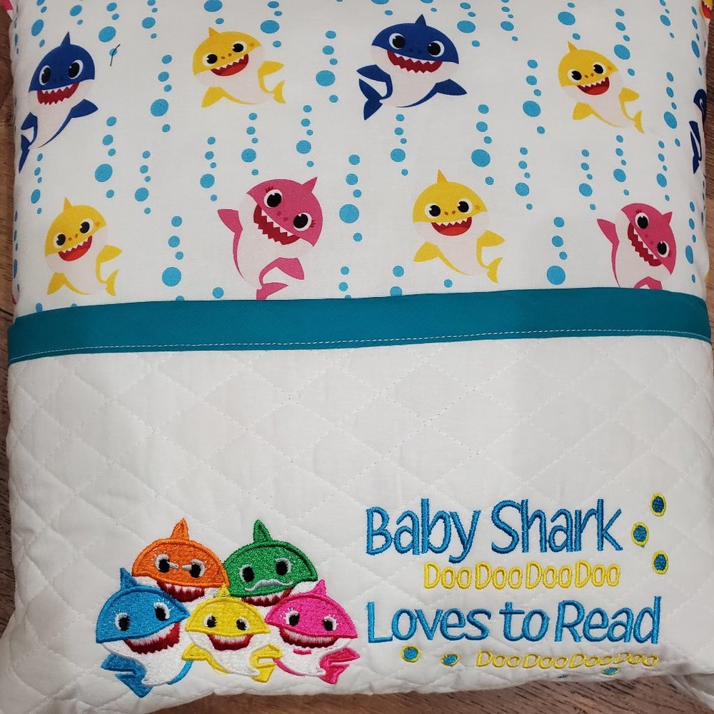 Baby Shark DoDoDo Reading Book Pocket Pillow 16"x16"